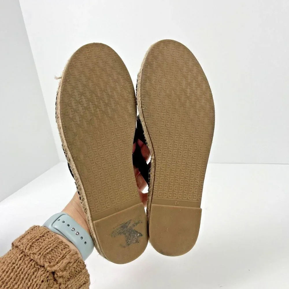 Sam Edelman Averie Espadrille Leather Slide Sandal in Black‎ Womens Size 8.5M